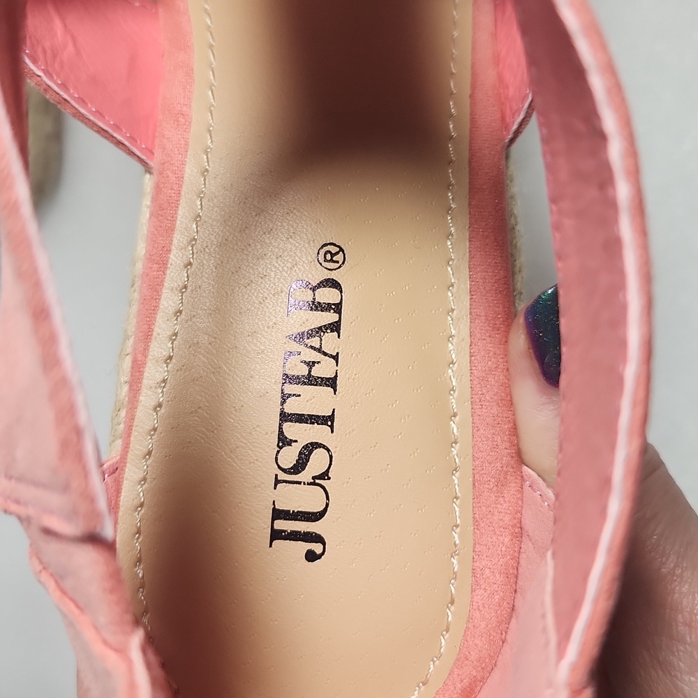 Coral Wedge Sandals Just Fab "Karsey" New In Box size 8 Rope Heel - Picture 9 of 15